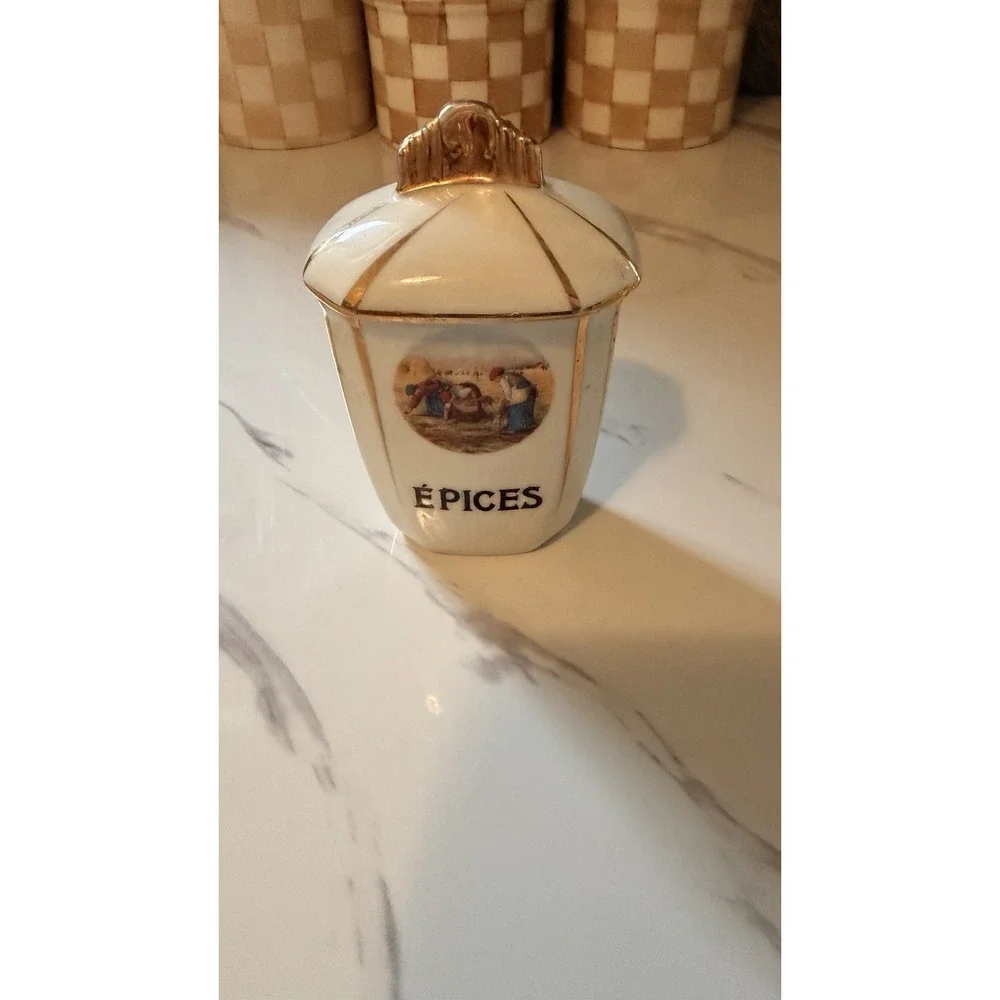 Antique Limoges French Porcelain Canisters with Lid 